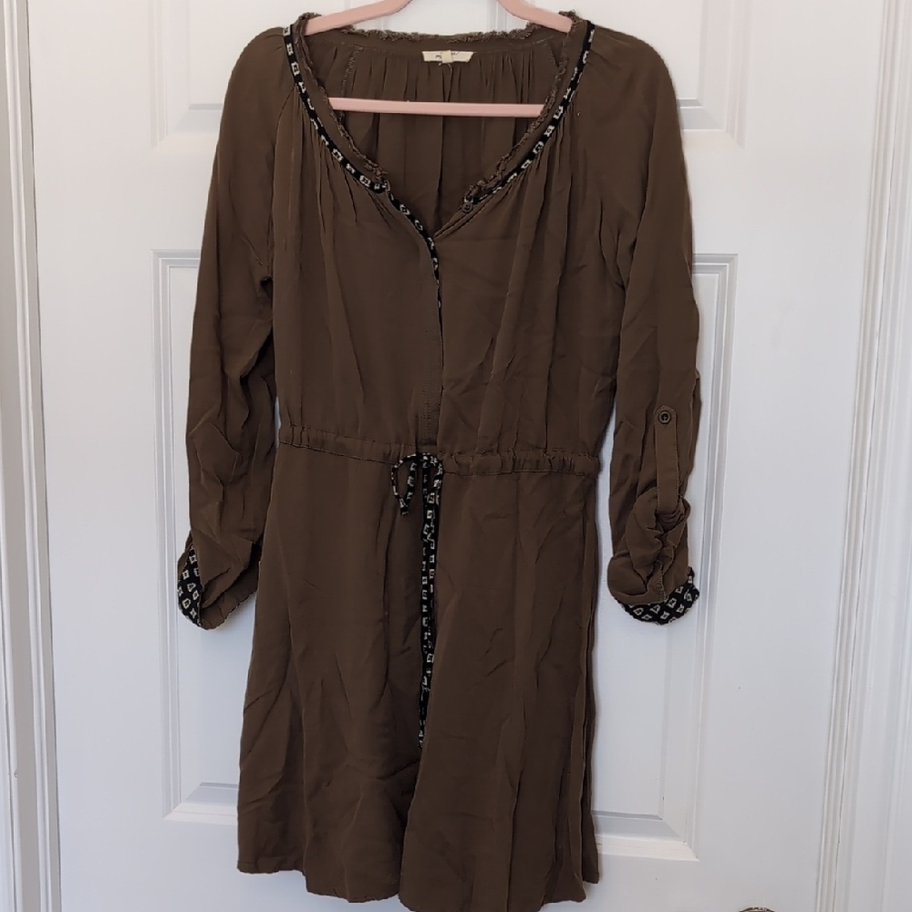 5 for $25 Mystree Brown Embellished Tie Front Dress
